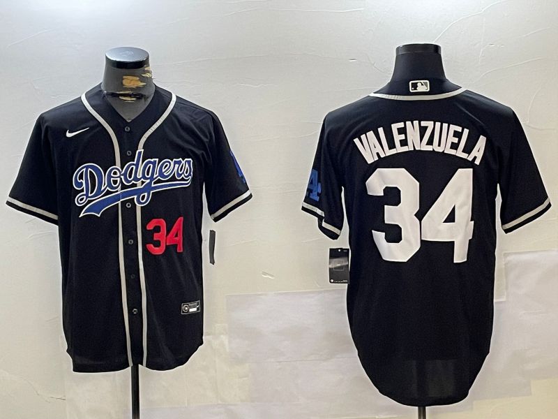 Men Los Angeles Dodgers #34 Valenzuela Black Game 2024 Nike MLB Jersey style 10291